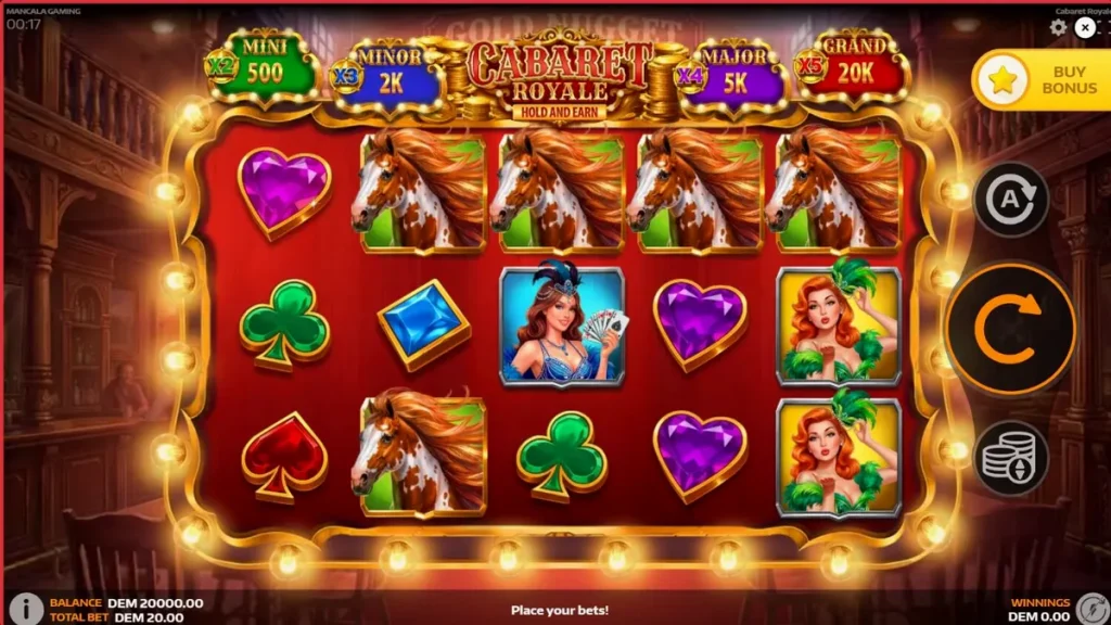 Cabaret Royale سلاٹ کا ایک پرتعیش تھیٹر تھیم والا منظر