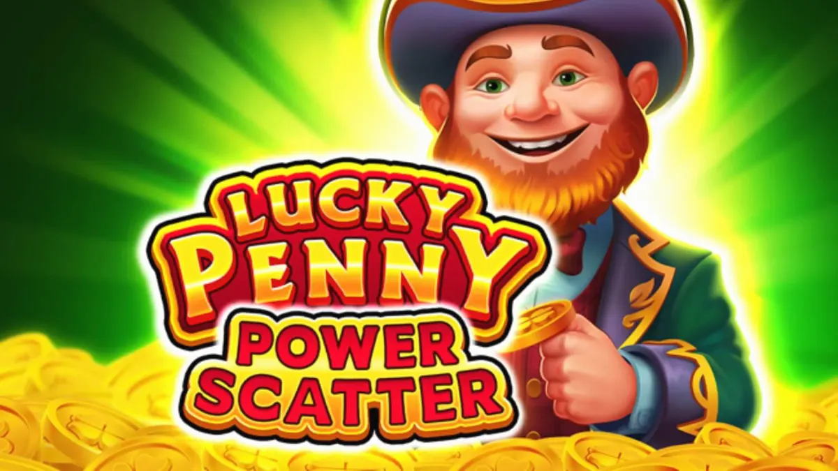 Lucky Penny Power Scatter سلاٹ گیم کا مرکزی منظر جس میں لیپریکون اور جنگل کا پس منظر دکھایا گیا ہے۔